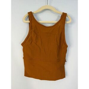 Lululemon Align Ribbed Tank Top Womens Size 4 Copper Rust V-Back Shelf Bra Crop